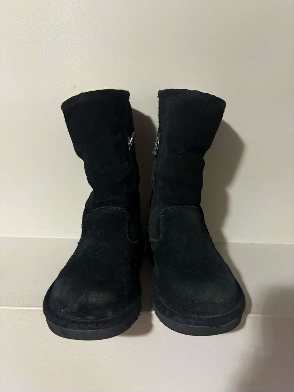 UGG Black Suede Mid-Calf Zip Winter Boots